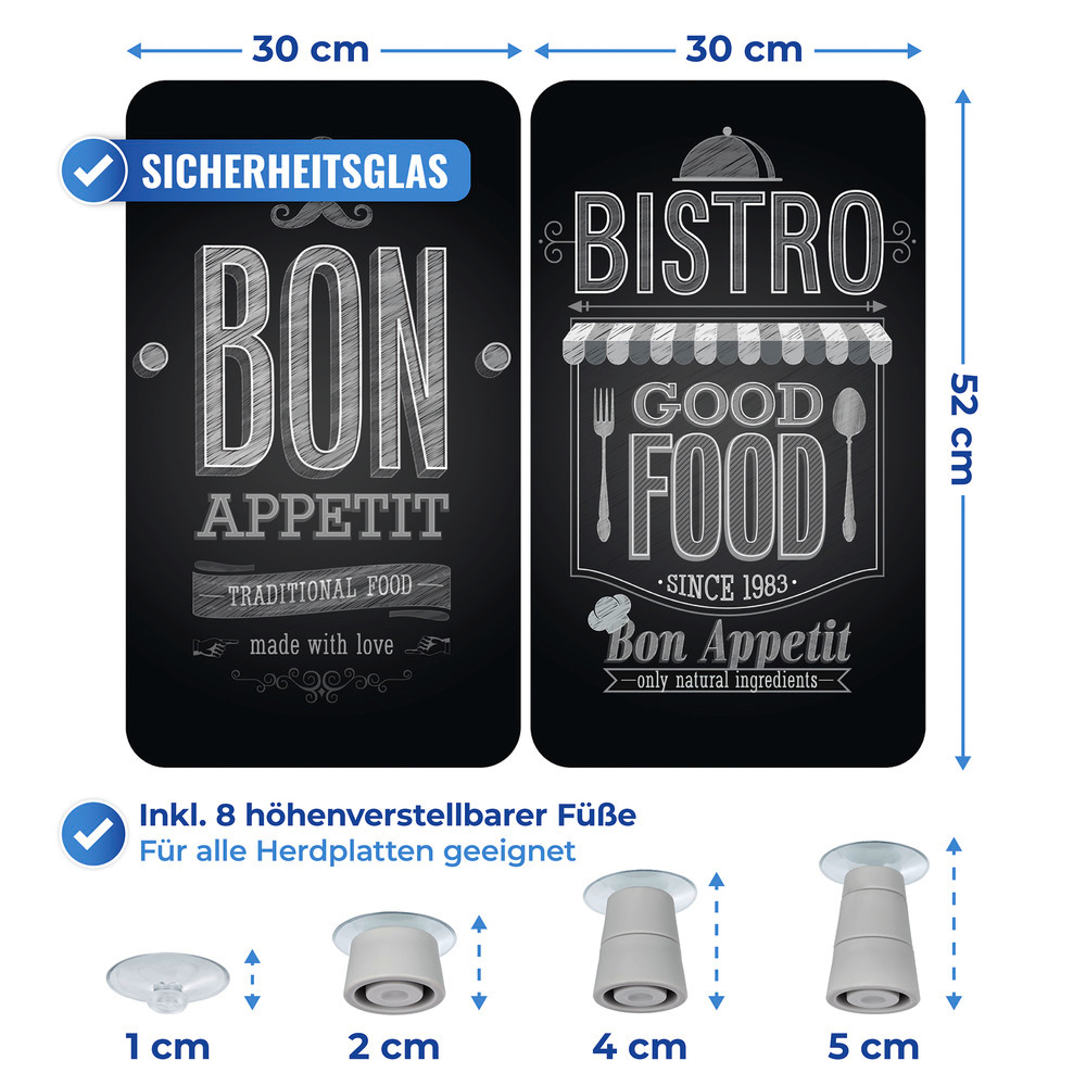 Plaque de Protection en Verre "Bon Appetit"   pour tous les types de feux