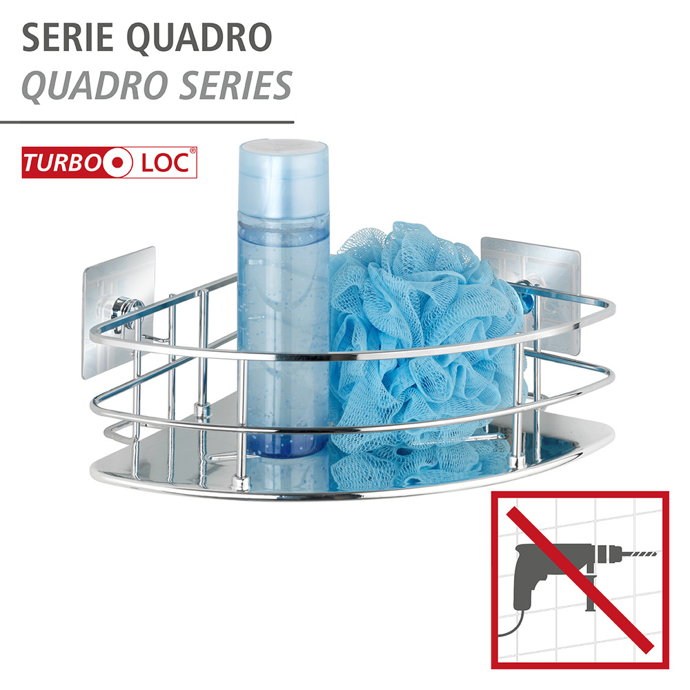 Turbo-Loc® étagère d'angle Quadro  acier inox, fixer sans percer