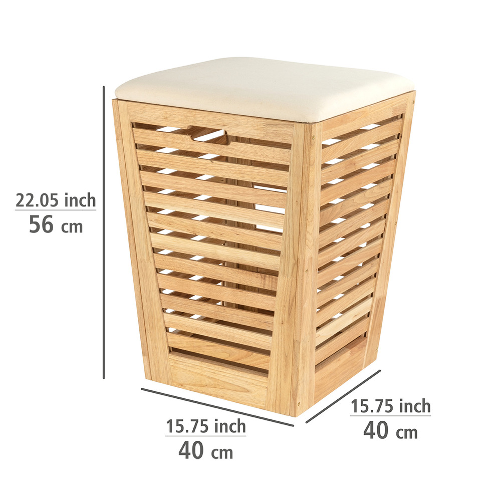 Tabouret panier à Linge, sac à linge amovible, Norway, Bois Noyer, 40x56cm  Panier à linge