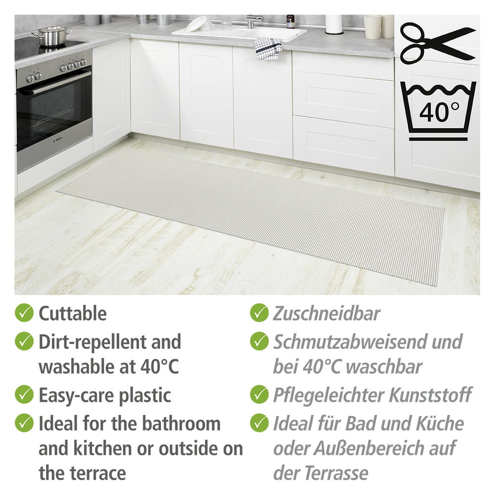 Tapis de bain en mousse souple, 65x200 cm, Uni beige  usage dans toute la maison, antidérapant