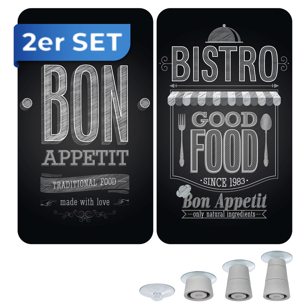 Plaque de Protection en Verre "Bon Appetit"   pour tous les types de feux