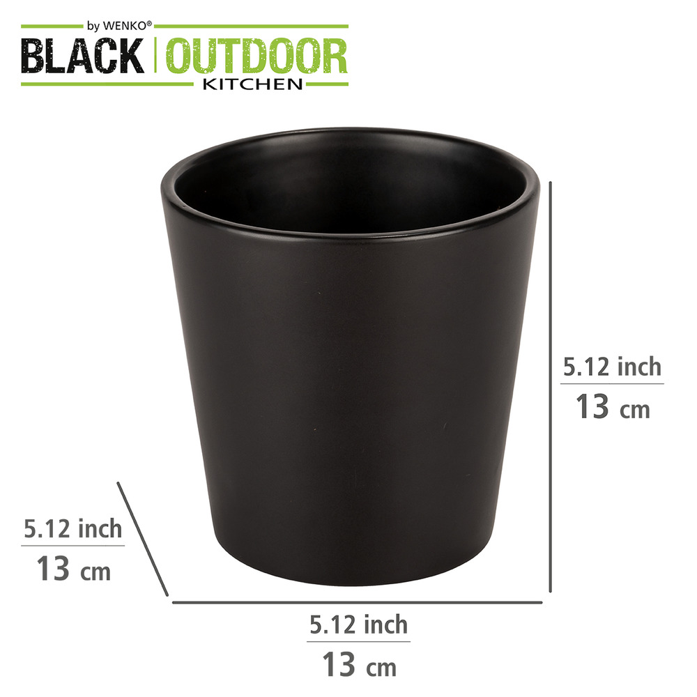 Cache pot plante aromatique céramique Kuro, noir  en céramique