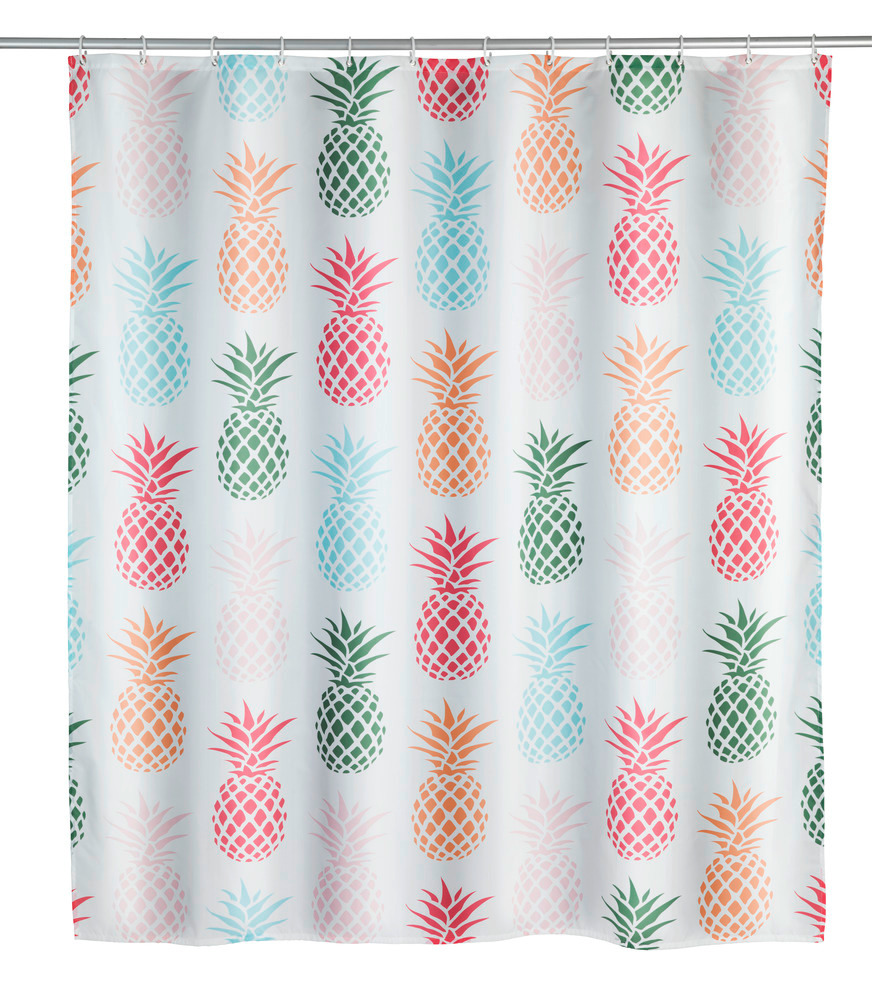 Rideau de douche Ananas  polyester, 180 x 200 cm, lavable