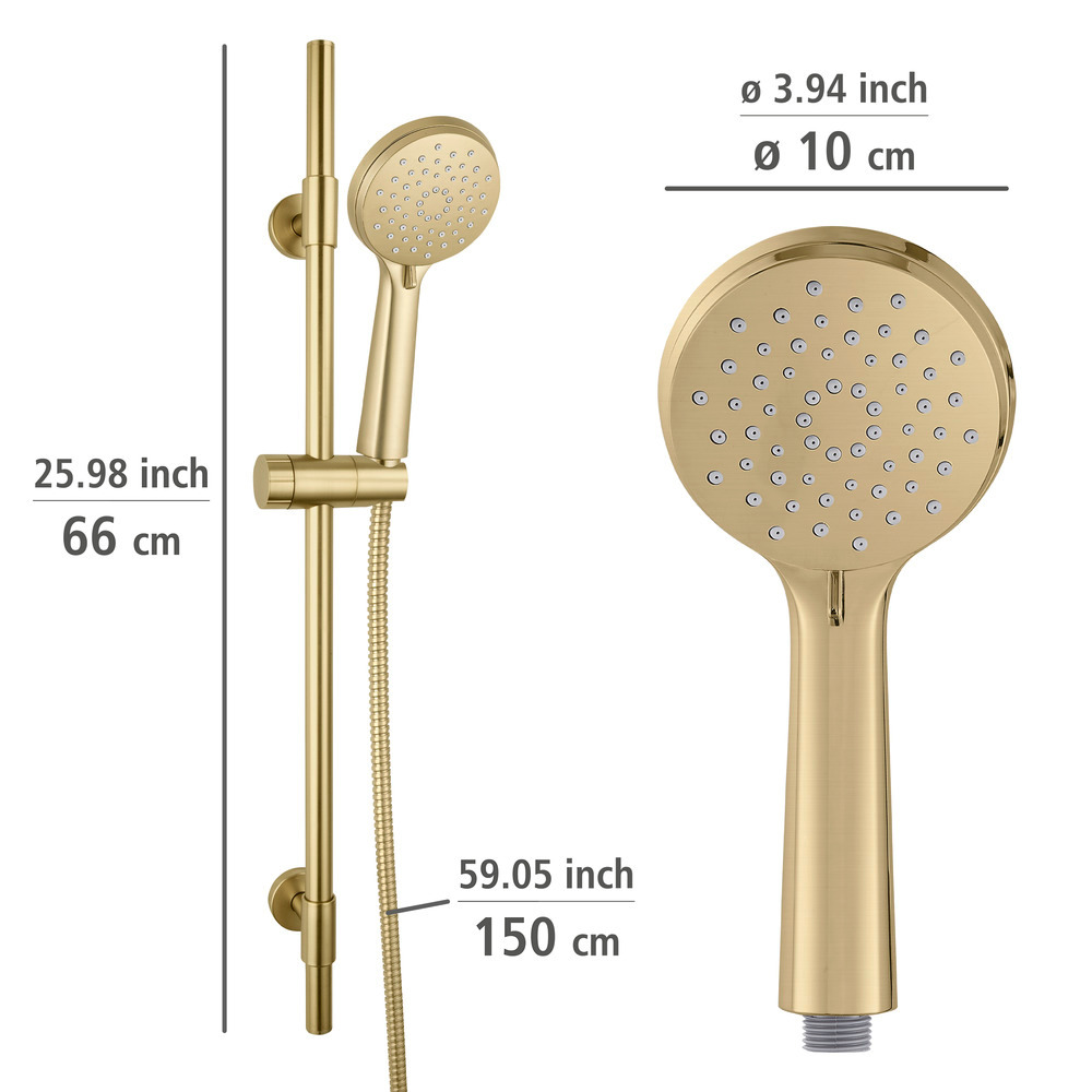 Set de douche Young Gold matt  Longueur de la barre : 66 cm