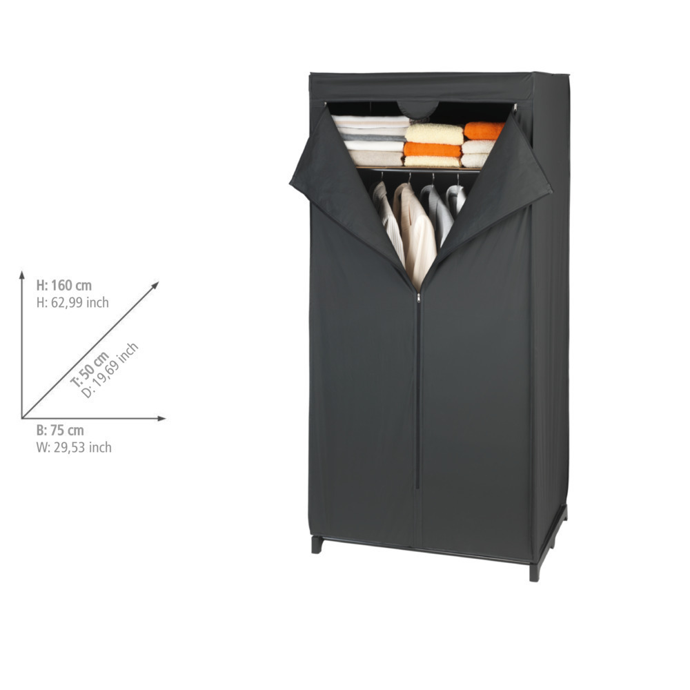 Armoire-penderie Deep Black avec étagère  support en métal