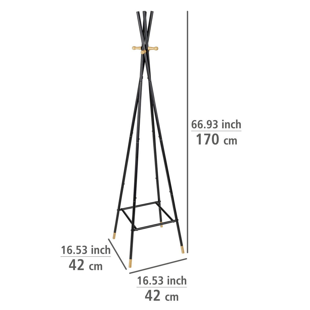 Portemanteau sur pied Loft avec 4 crochets  en tube d'acier et bambou certifié FSC®