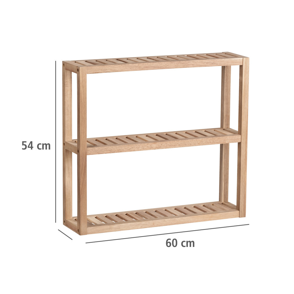 Etagère murale bois 3 plateaux, Acina, Bois FSC, 60 x 15 x 54cm  Etagère de salle de bain, étagère de salon, certifiée FSC®.