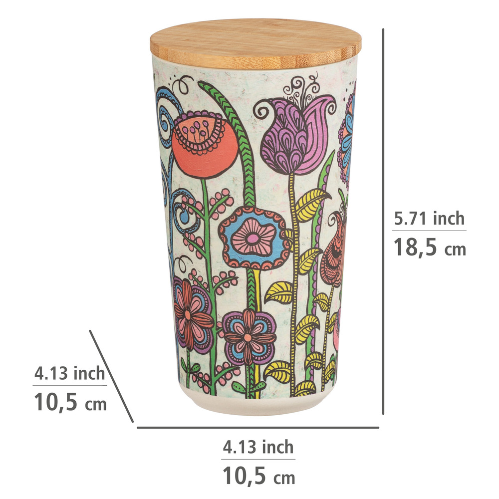 Boîte de conservation alimentaire Flowers 0,95 litres  Couvercle en bambou avec joint en silicone pour une conservation étanche 