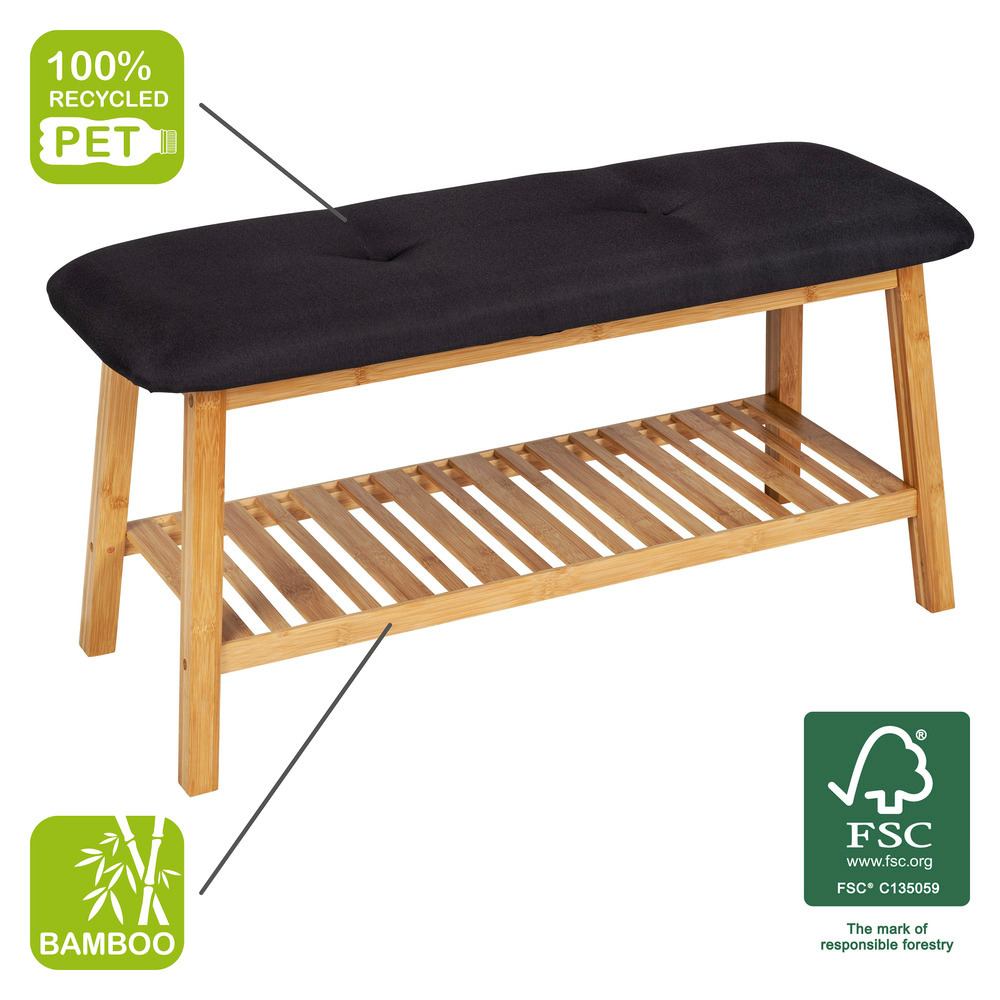 Banc de rangement Ecori  Bambou certifié FSC®, polyester recyclé