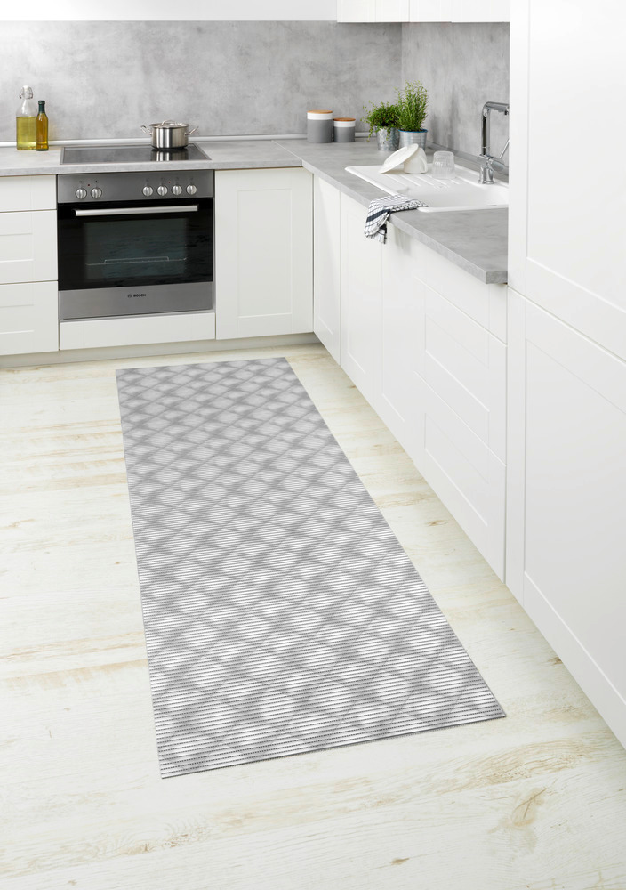 Tapis de bain en mousse, 65x200 cm, Flow Gris  usage dans toute la maison, antidérapant