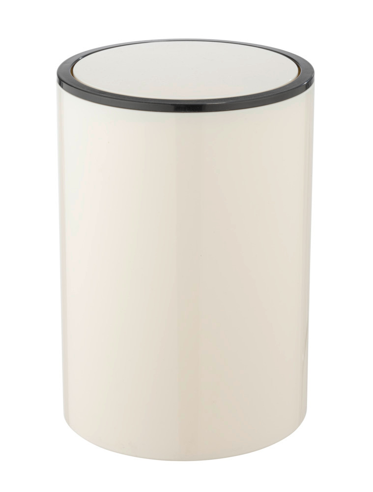 Poubelle à couvercle oscillant Inca Crème/Noir, 5L  plastique de qualité supérieure, 5 litres