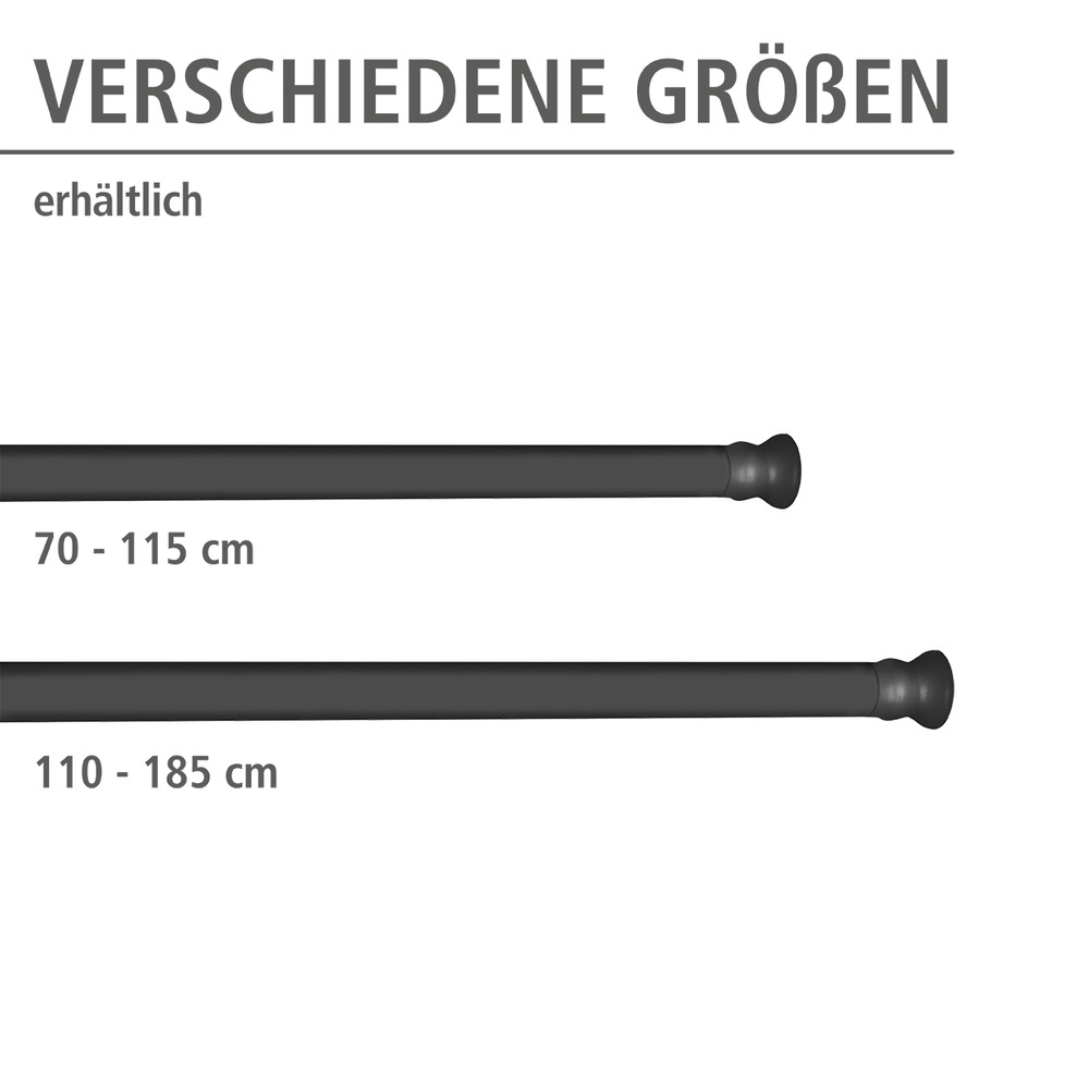 Barre de douche télescopique noir  aluminium, Ø 2 cm