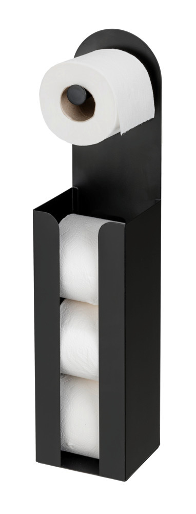 Distributeur de papier toilette 2 en 1 Agira Noir  avec porte-rouleau de rechange