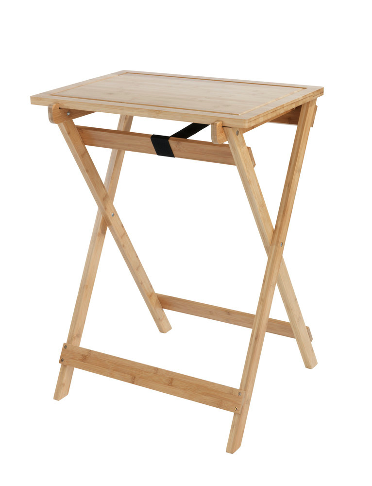 Table d'appoint bois pliable, 2en1 avec plateau amovible, planche à découper, bambou, Lugo  avec plateau