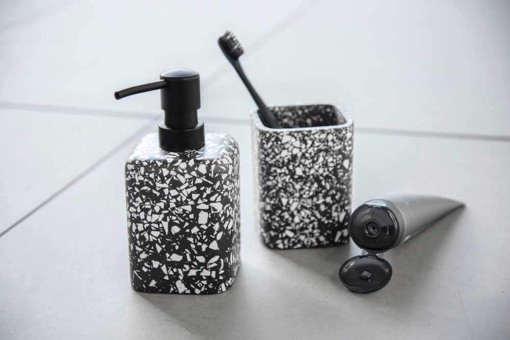 Distributeur savon liquide, Terrazzo, Noir  distributeur savon liquide