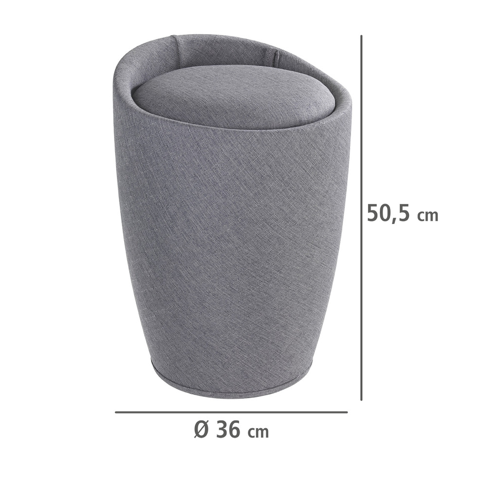 Tabouret de salle de bain Candy gris aspect lin  coffre à linge