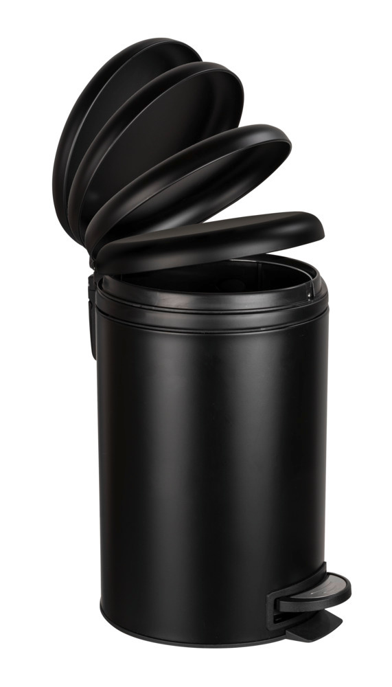 Poubelle à pédale Leman, fermeture douce système "easy close", poubelle 12L, Acier Inox noir  avec insert amovible