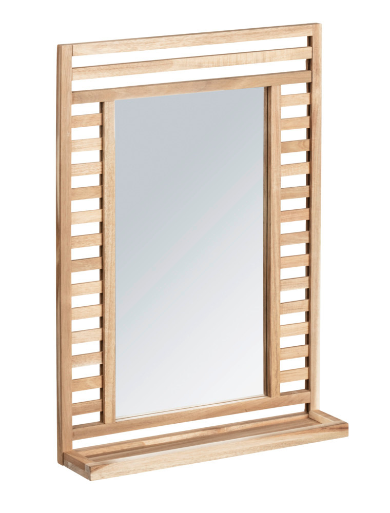 Miroir rectangulaire bois, miroir mural, avec étagère, Acina, Bois FSC, 50x70x12 cm  Miroir mural, miroir décoratif, certifié FSC®.