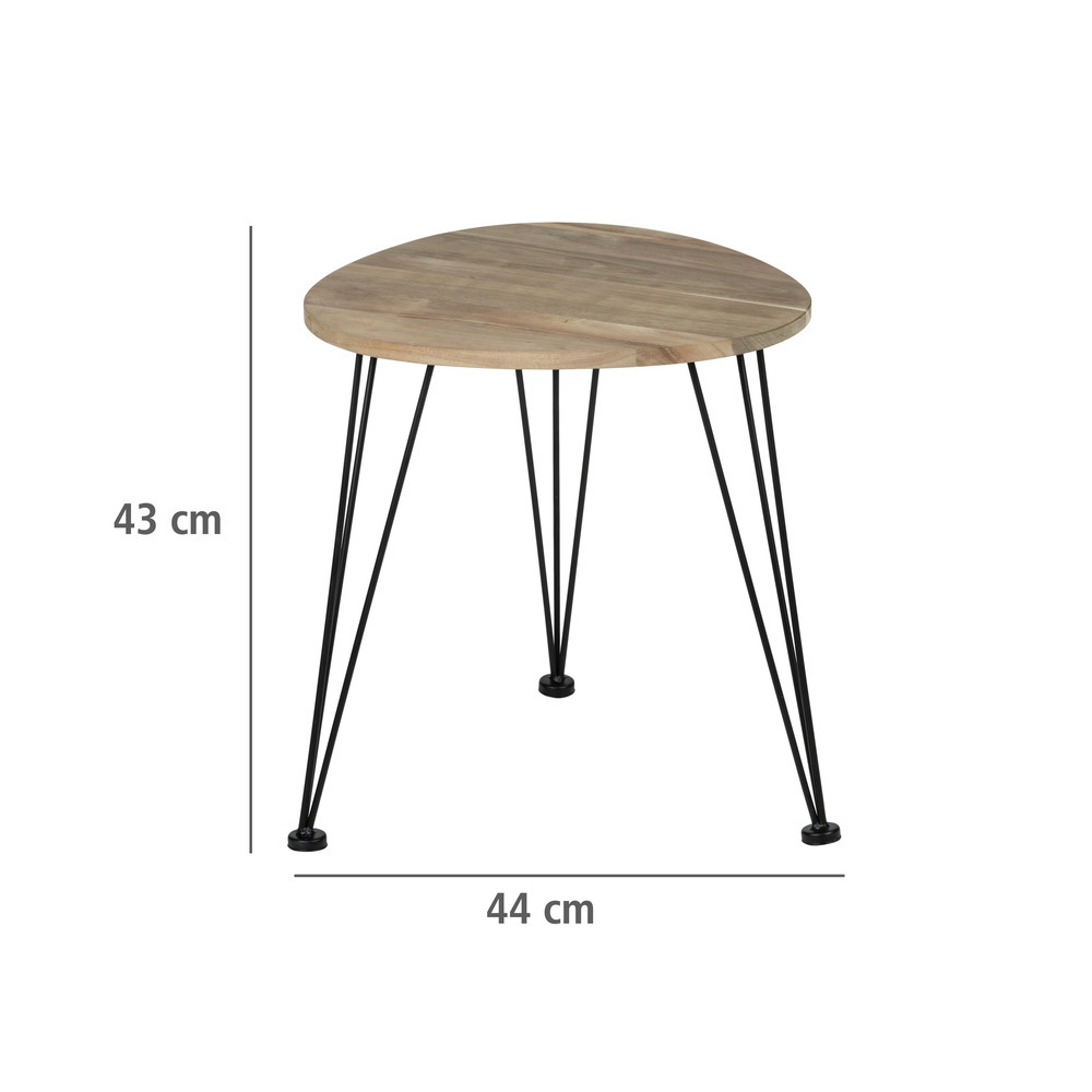 Table de chevet bois, Bout de canapé bois, Acina bois FSC et pied métal noir, 44 x 43 x 44 cm     Table basse, table de chevet, certifiée FSC®.