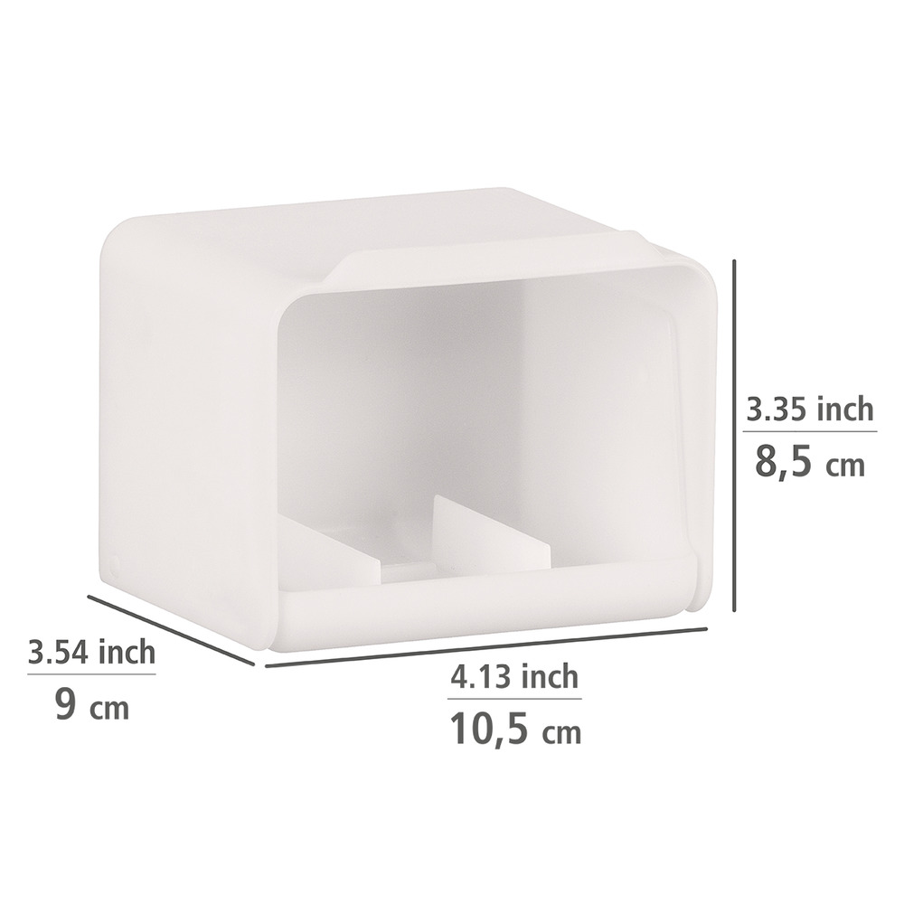 Porte Savon mural sans perçage, solution "turbo loc", Sarno, Blanc, 10,5x8,5x9 cm  en plastique robuste 