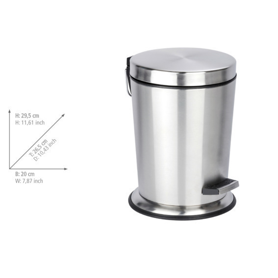 Poubelle à pédale Easy Close  5 l, acier inox