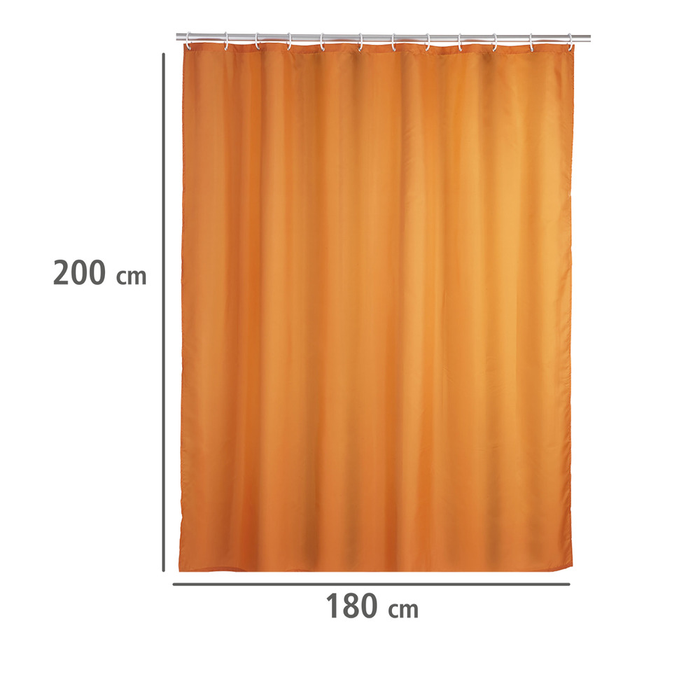 Rideau de douche anti-moisissure orange  lavable, 180 x 200 cm