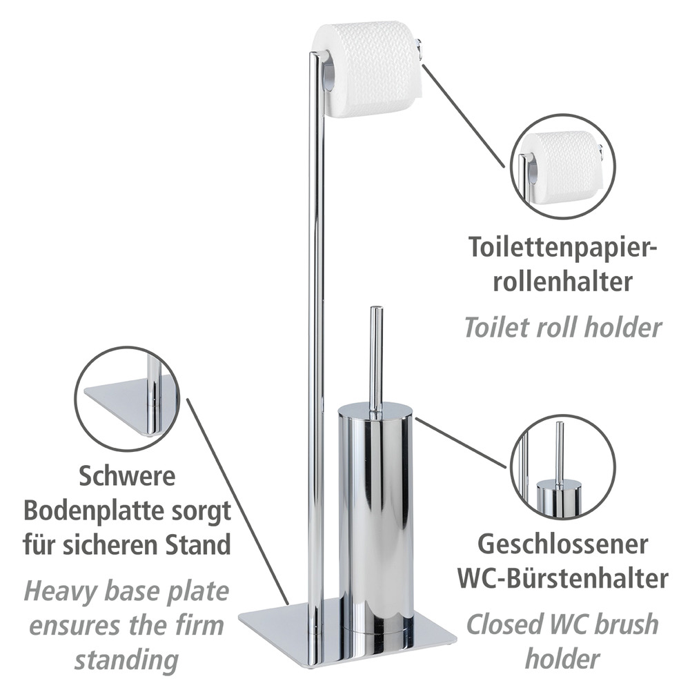 Serviteur WC, brosse WC et dérouleur papier toilette, Recco  Porte-brosse WC et porte-papier toilette