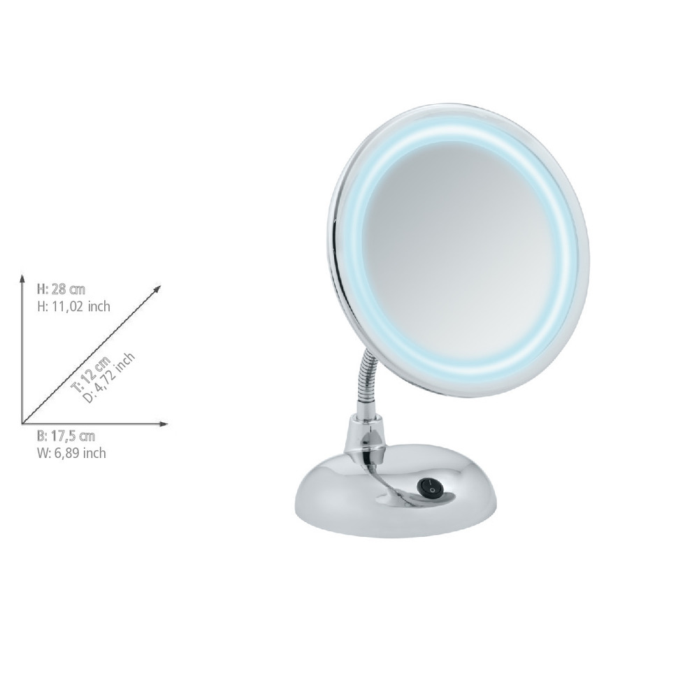 Miroir cosmétique DEL à poser Style, chromé  Miroir sur pied, grossissement de 3x