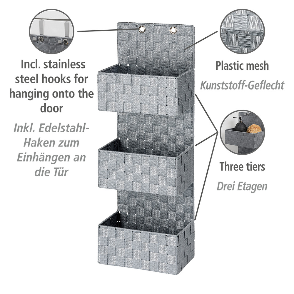 Organiseur de salle de bains Adria gris  3 étages