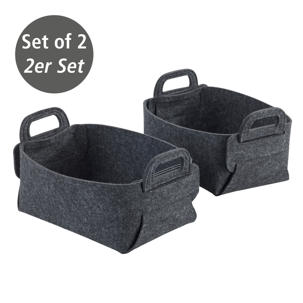 Panier en feutre Nina S Gris foncé  Pliable et peu encombrant pour le rangement