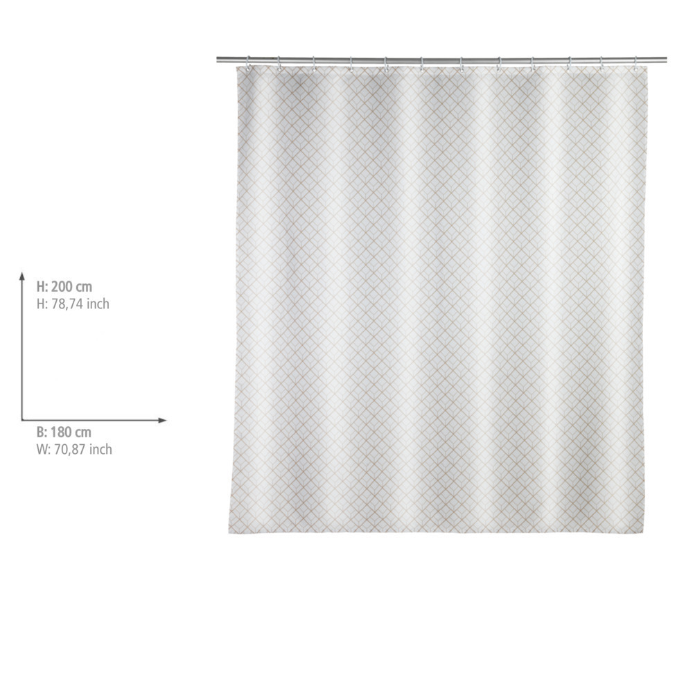 Rideau de douche Cubique  Textile (polyester), 180 x 200 cm, lavable