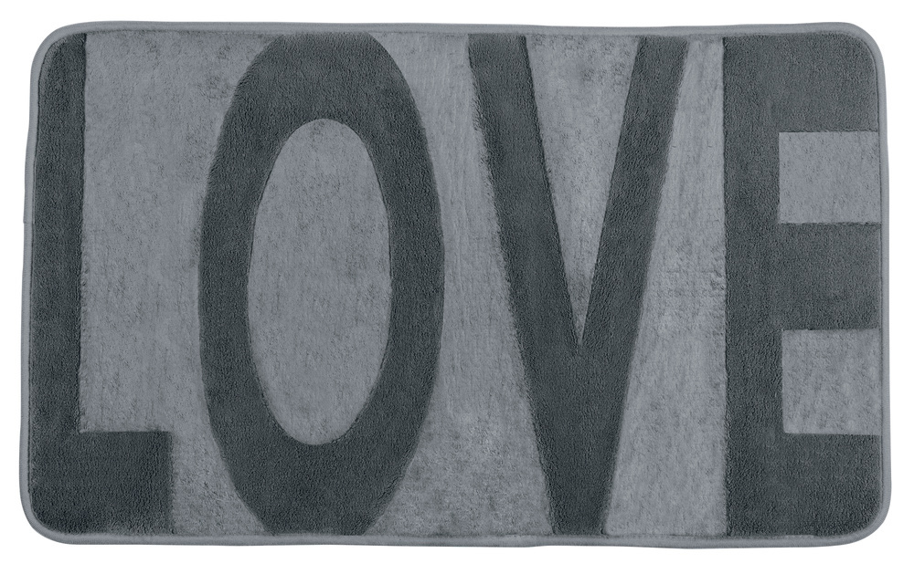 Tapis de bain Memory Foam Love gris souris  polyester, 50 x 80 cm