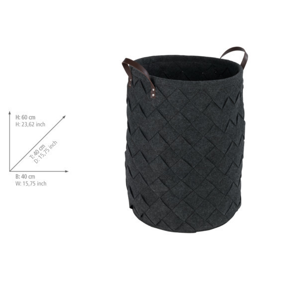 Panier à linge Trovo anthracite  corbeille à linge, 75 l