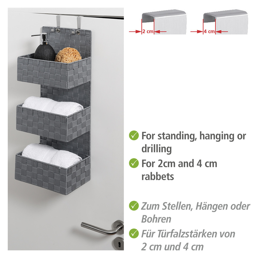 Organiseur de salle de bains Adria gris  3 étages