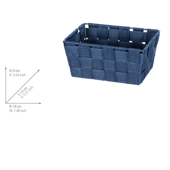 Panier de rangement Adria Mini long bleu foncé  rectangulaire