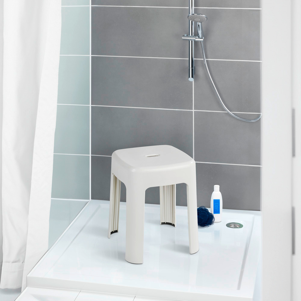 Tabouret de salle de bains Alaska blanc  plastique, tabouret de douche