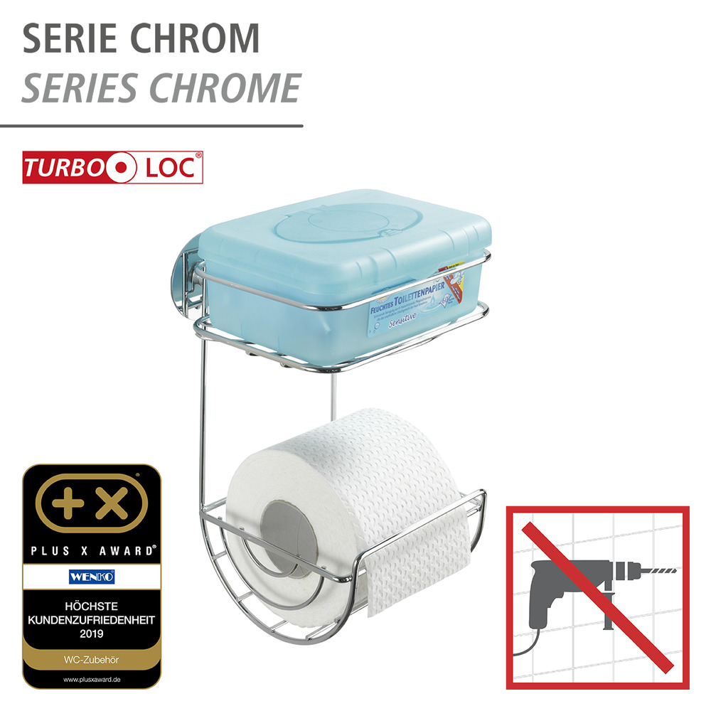 Turbo-Loc® dérouleur papier WC avec étagère  fixer sans percer