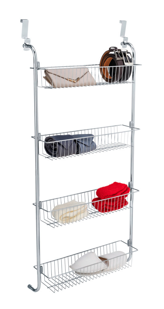 Etagère pour porte, 4 tablettes XL, Chromé   À accrocher sur les portes