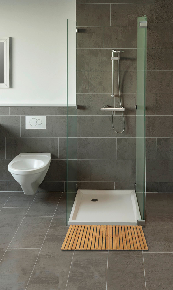 Caillebotis douche bois, tapis bambou salle de bain, usage intérieur et extérieur, 100x50 cm  tapis salle de bain bambou