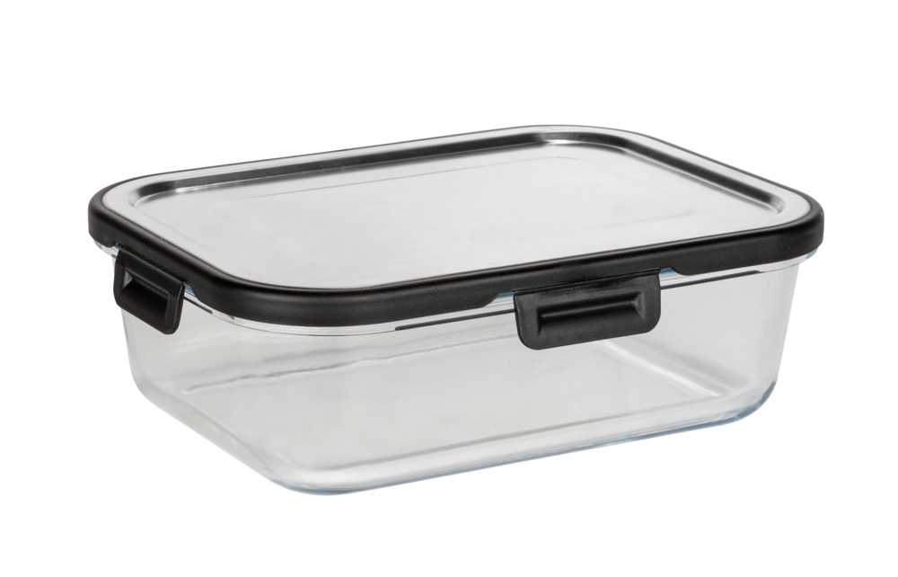 Boîte de rangement cuisine en verre Steel 1,5 litres  Couvercle en inox