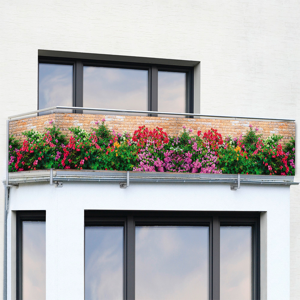 Pare-vue de balcon MUR DE FLEURS  résistant aux UV et aux intempéries