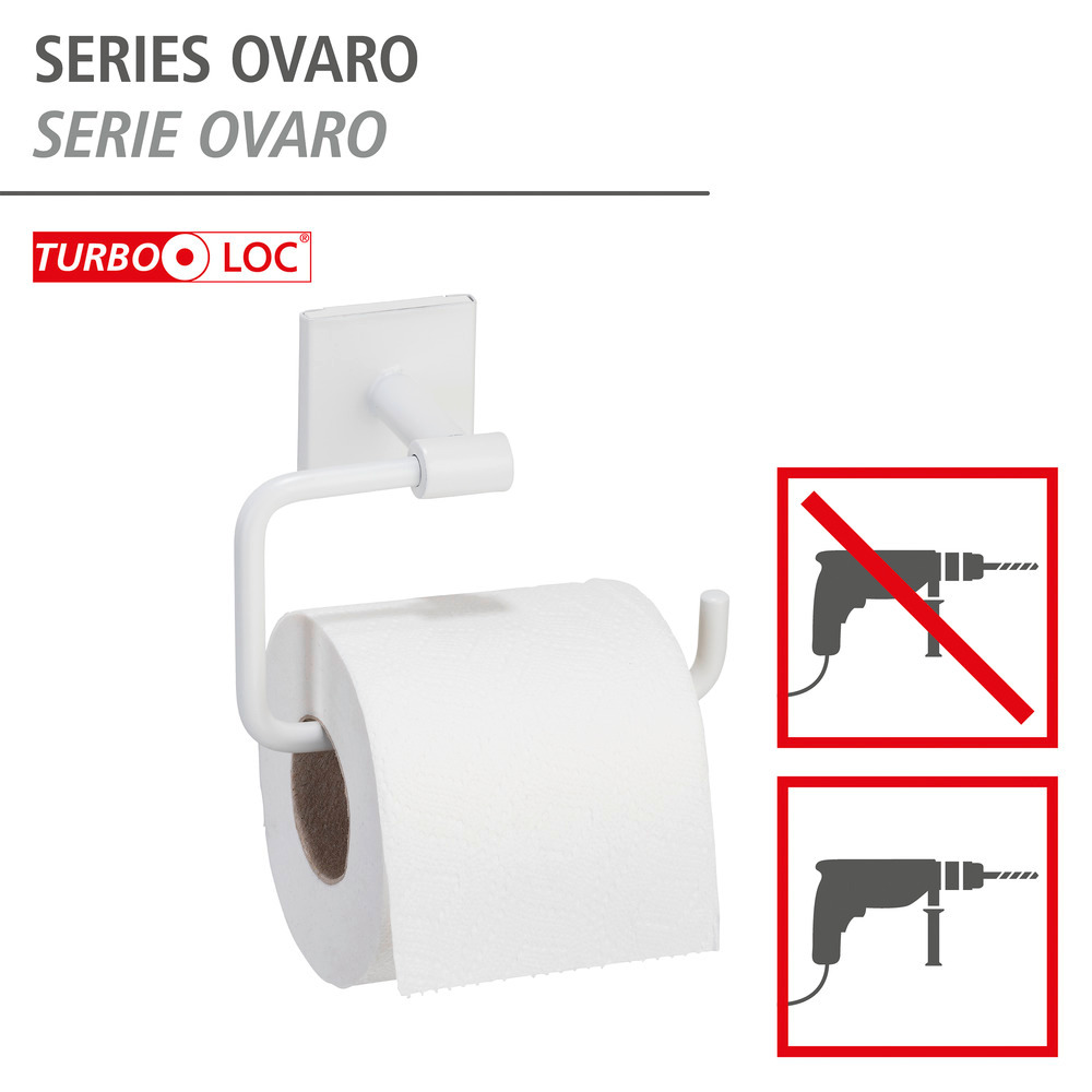 Distributeur de papier toilette Turbo-Loc® Ovaro Blanc mat  en acier inoxydable