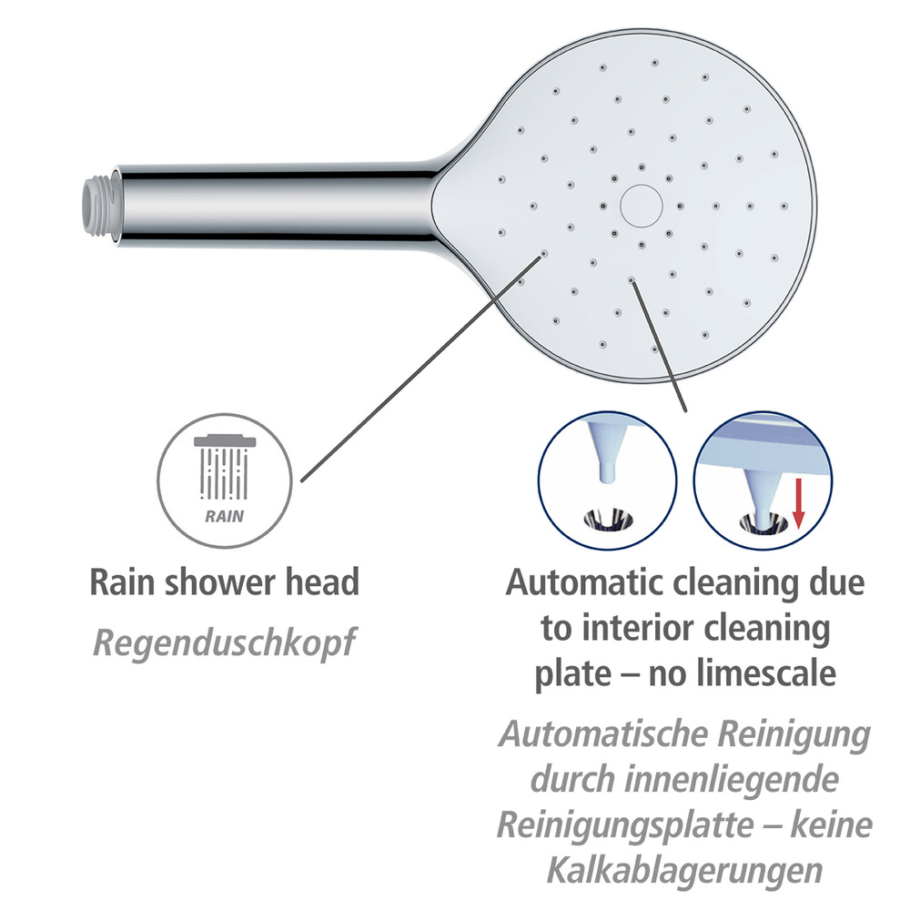 Pomme de douche Automatic Cleaning chrome  avec système de nettoyage automatique