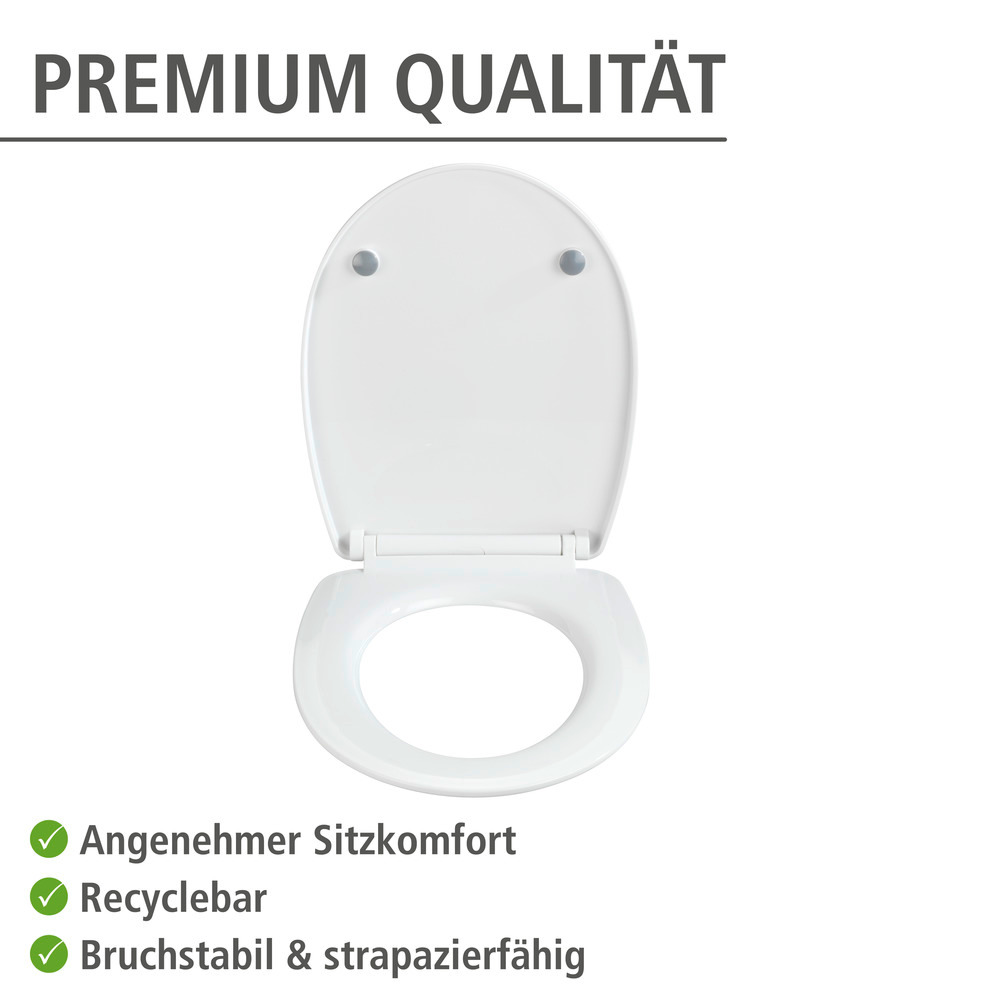 WENKO Abattant WC avec frein de chute Tavola, abattant WC original, fixation inox Flix-Clip, Duroplast, ovale, blanc  