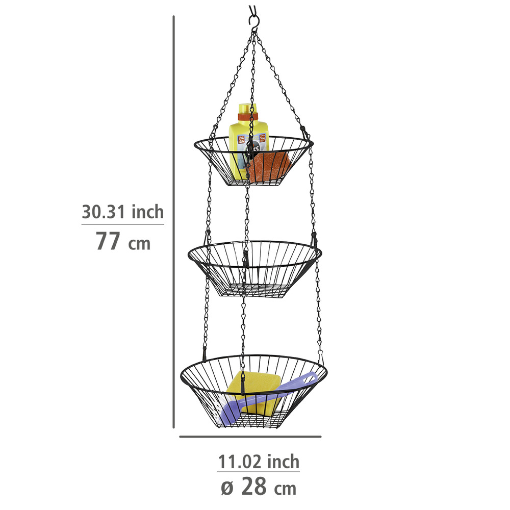 3 paniers de rangement pour cuisine à suspendre  3 corbeilles de rangement