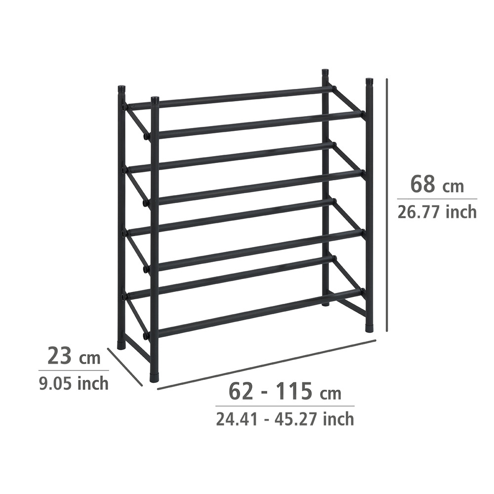 Étagère à chaussures antiglissante Hero extensible  en métal laqué époxy