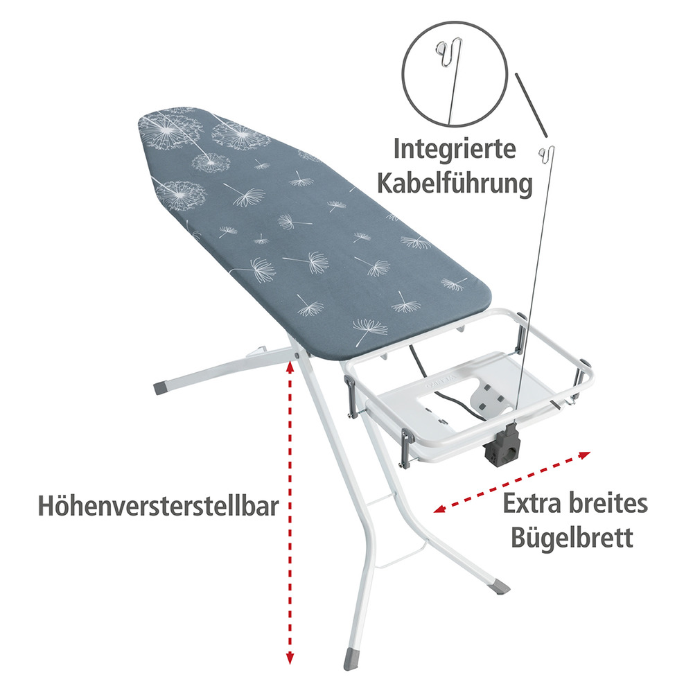 Table de repassage professionnelle, planche à repasser centrale vapeur, 130x48 cm  réglable en hauteur