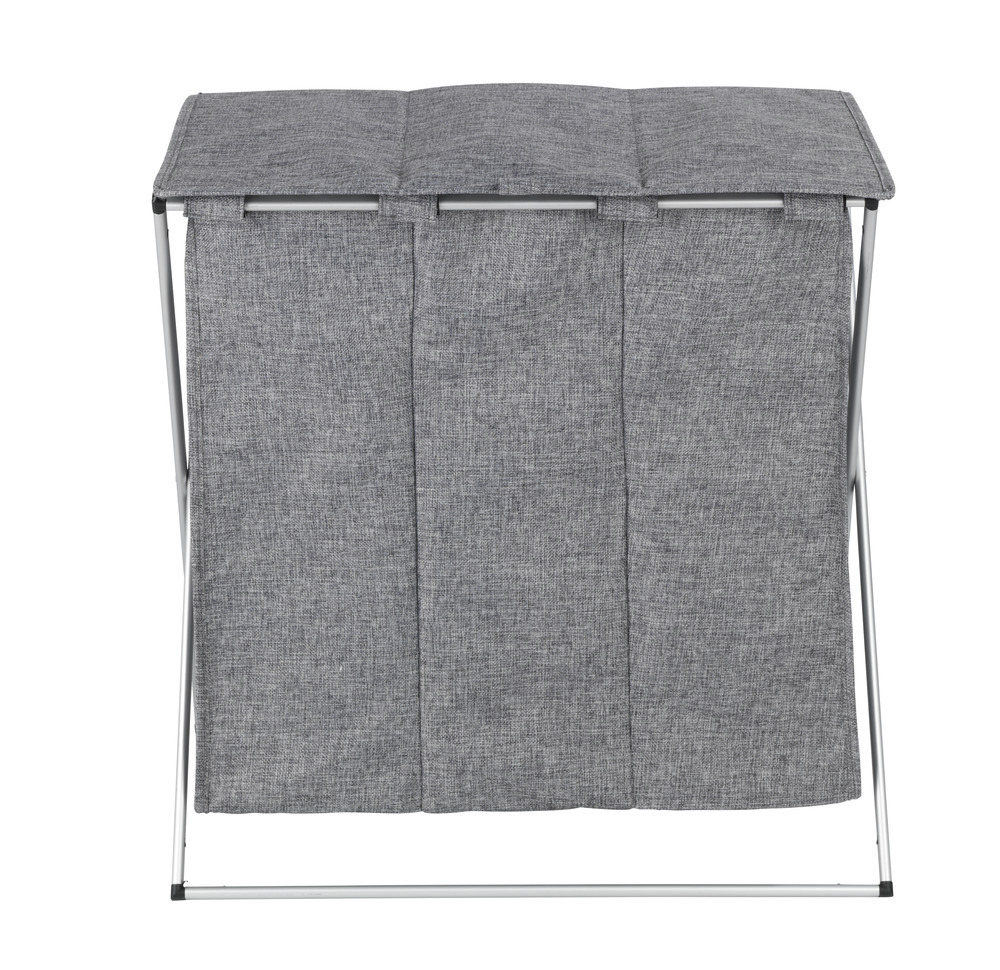 Panier à linge Trio Top gris chiné  corbeille à linge, 118 l, 3 compartiments