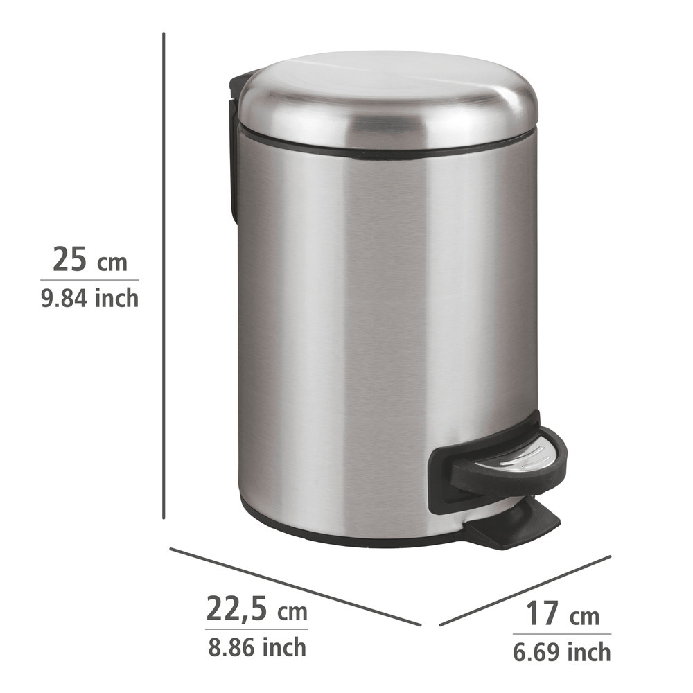 Poubelle cosmétique à pédale Leman Easy Close acier inox  3 l