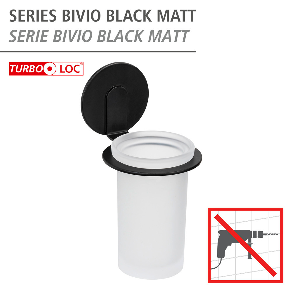 Turbo-Loc® Pot à dents Bivio Noir mat  en verre satiné